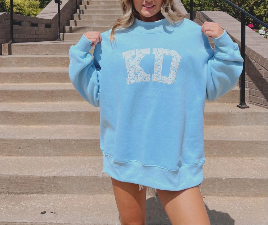 Greek Embroidered Mock-Neck Sweatshirt